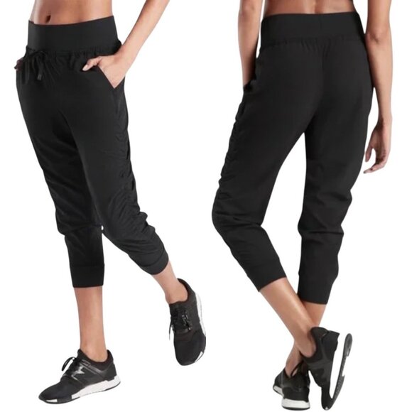 Athleta Attitude Featherweight Stretch High Rise Crop Pant in Black Size 12 - Picture 1 of 16